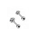 G23 Titanium Earrings with Prong CZ Cartilage Barbell Orthodox Standard Zircon Body Jewelry Factory Price for Gift