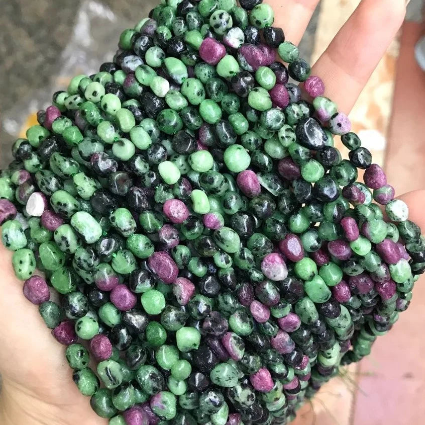 Wholesale Natural Round Irregular Shape Gemstone Beads Ruby Zoisit 6-8mm for Jewelry Making Beads Gravel Pebble Healing Power