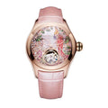 REEF TIGER RGA7015 Diamonds Fashion Watches Women Steel Genuine Leather Strap Automatic Waterproof Analog Watches