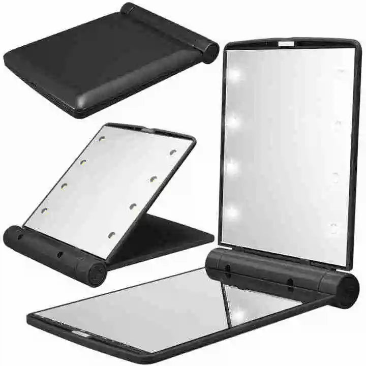 Mini Compact 8 LED Light Foldable Travel Illuminated Square Makeup Mirror Adjustable Pocket Vanity Mirror/cosmetic Mirror