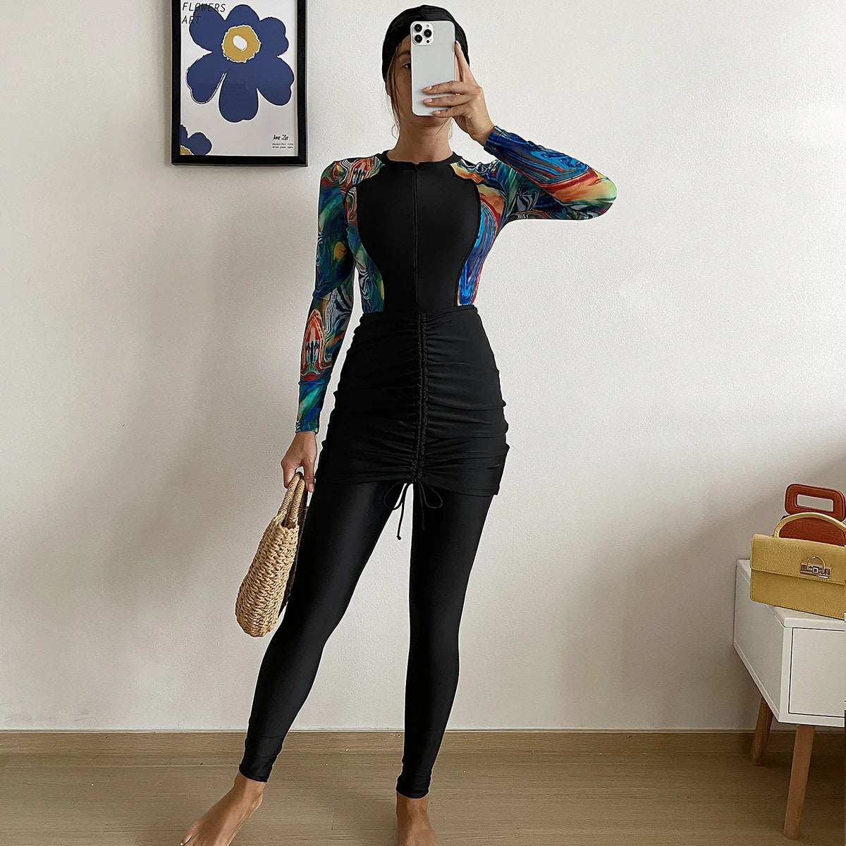 2023 New Muslim Borkini Modest Swimwear New Muslim Swimsuit Long Sleeve Three Piece Conservative Muslim Swimwear