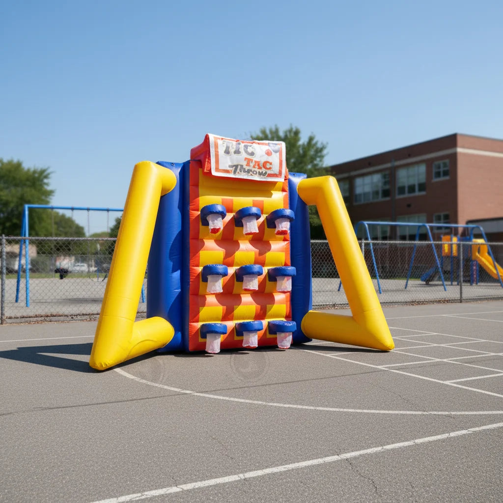 Indoor Outdoor Giant Inflatable Tic Tac Toe and Connect Four Target Shooting Basketball Hoop with PVC Material 10 Kids Capacity