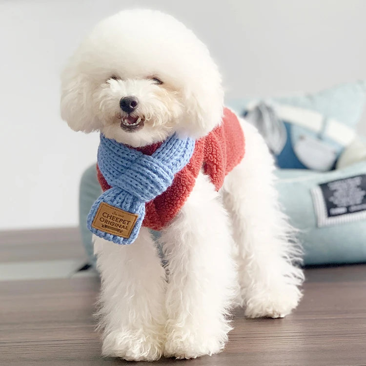 Cheepet Eco-Friendly Polyester Knitted Print Dog Scarf-Customizable Spring/Winter Fashion Seasonal Scarf