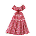 Casual Midi Dress with Embroidered Slash Neck Breathable and Washable Lace One Shoulder and Short Sleeve for Girls