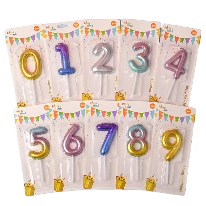 Handmade Fancy Gold Color Birthday Party Wax Candles 0-9 Unique Design Paraffin Wax for Cake Decoration Various Styles