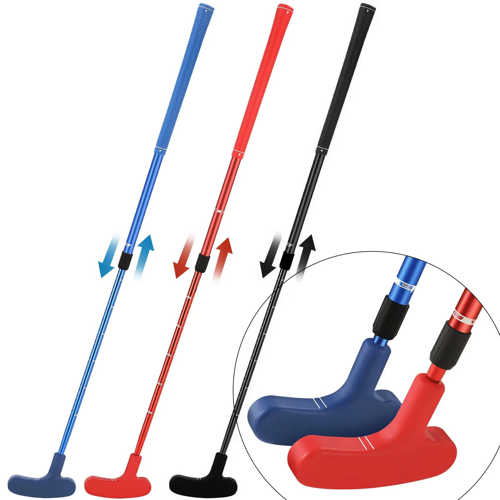 Retractabletelescopic Extendable Double Side Two-Way Adjustable Shaft Golf Putter Mini Golf Putter for Kids Junior and Adults