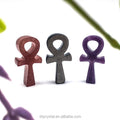 Natural Crystal Rose Quartz Sodalite Anka Cross Crystal Gemstone Egyptian Key of Life Ankh Pendant Necklace