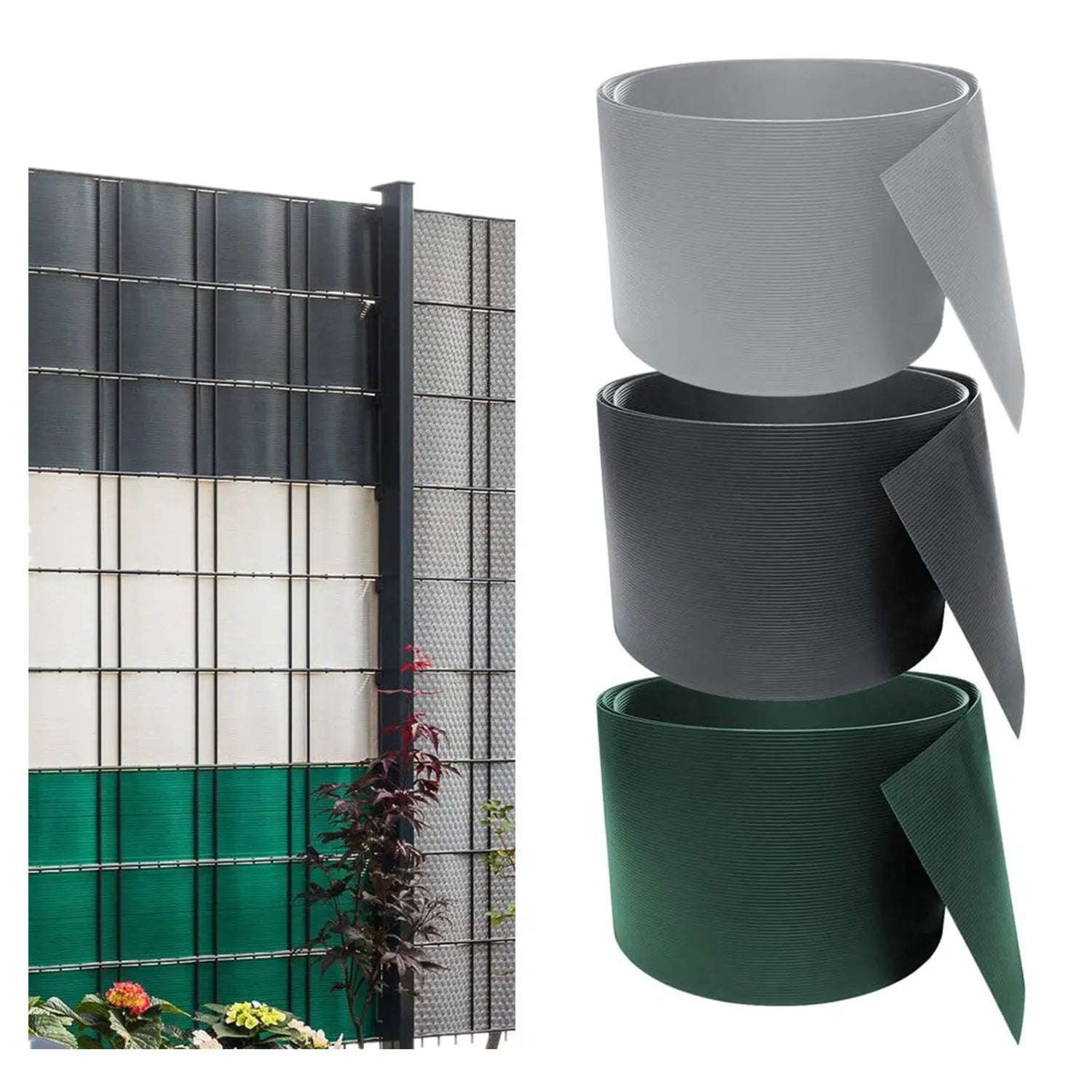 UNEED 19cm*26m PP Tape Fence Privacy Hard PVC Strip Screen Garden Fence
