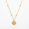 Joolim Jewelry 18K Gold Plated Moonstone Sunflower Pendant Necklace Stainless Steel Jewelry Wholesale Tarnish Free