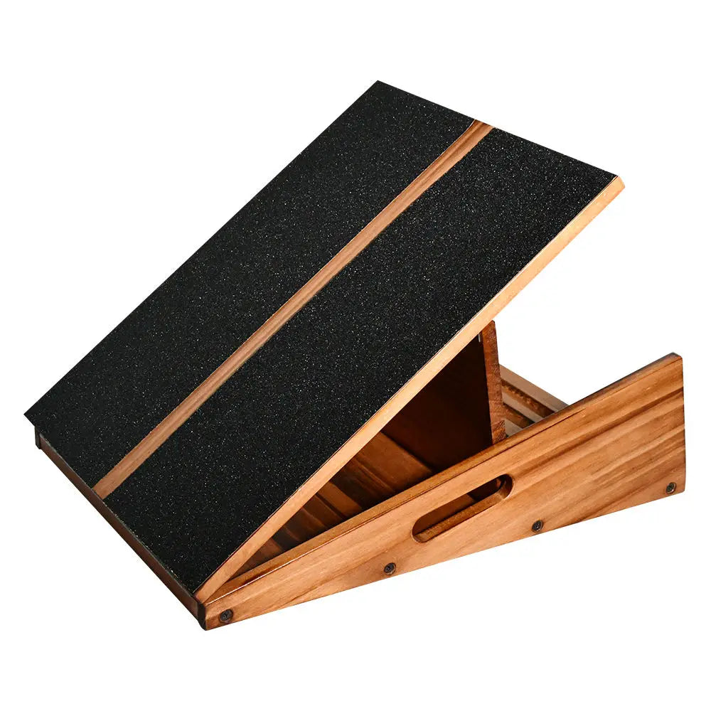 Adjustable Wooden Slant Board and Calf Stretcher for Knees Ankle Heel Feet Leg Stretching with Accent Design-for Hospitals