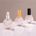 Wholesale  New Design Shell Shape Mini Empty  15ml Thick Bottom Glass Perfume Bottles with Aluminum Sprayer and Lid