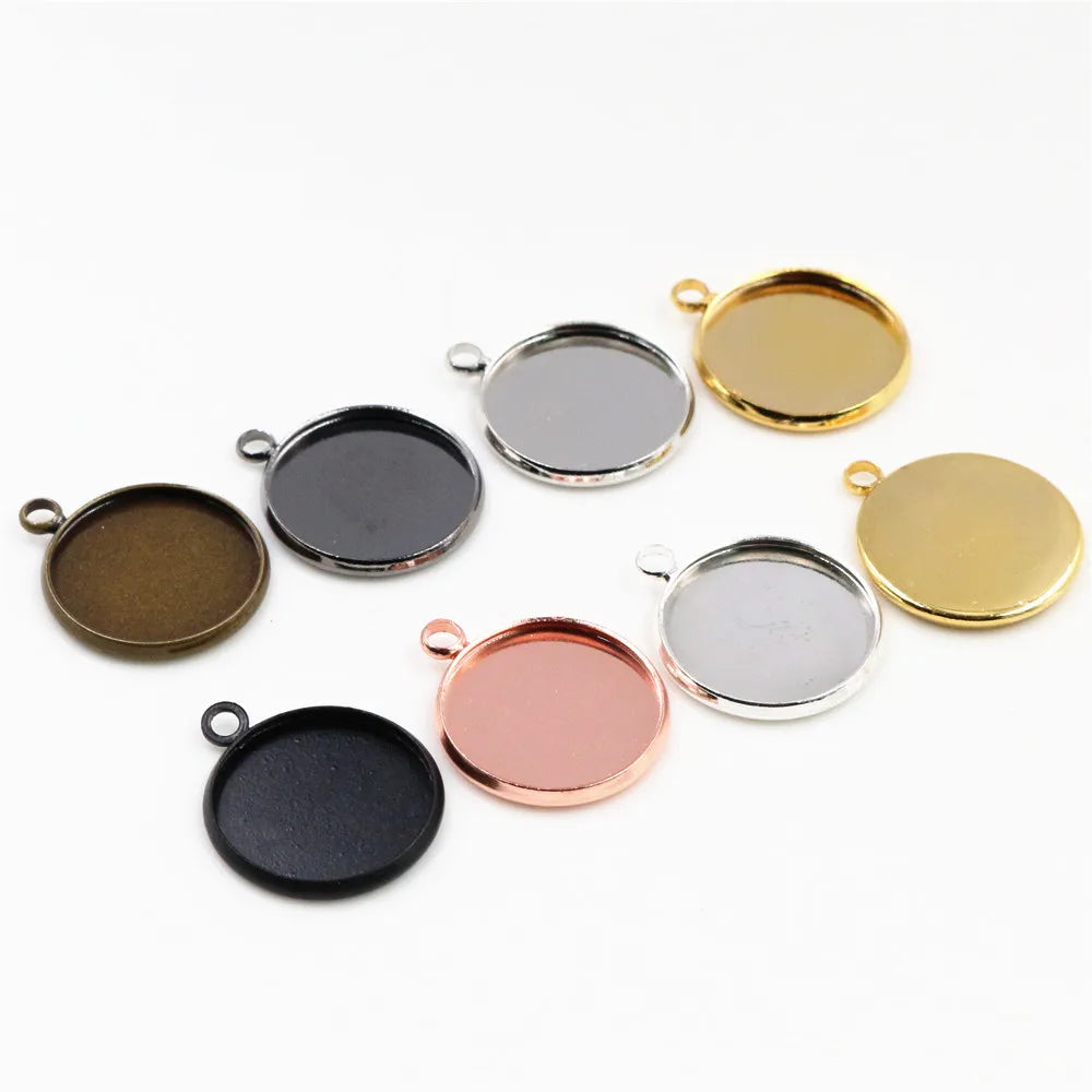 High Quality 10/12/14/16/18/20mm Brass Material One Loops Cameo Setting Base Cabochon Setting Base Pendant Blank Base Trays