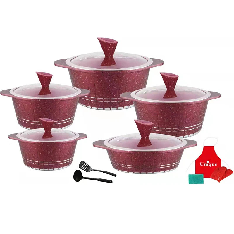 16PCS Panelas Non Stick Die Cast Aluminum Casserole Marble Coated Cookware Set Cooking Pots Wholesale