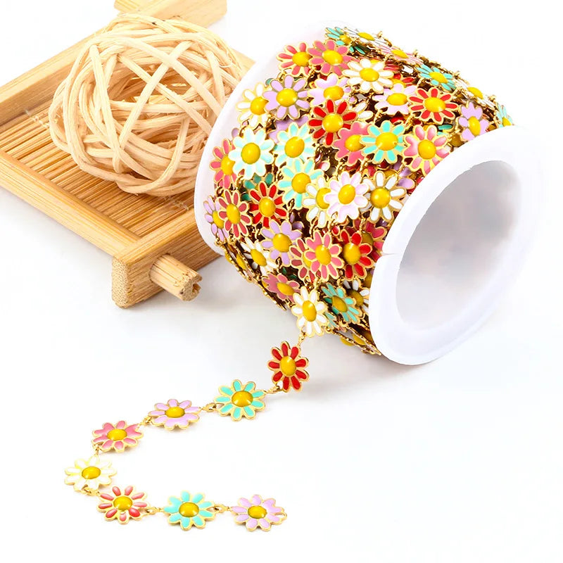 18k Gold Plating Sun Flower Charms Metal Stainless Steel Chains Diy Jewelry Making Supplies