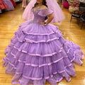 Princess Off Shoulder Plus Size Plus Size Vestidos Para Prom Party Gowns Sweet 16 Girls Purple Quinceanera Dresses MQ723