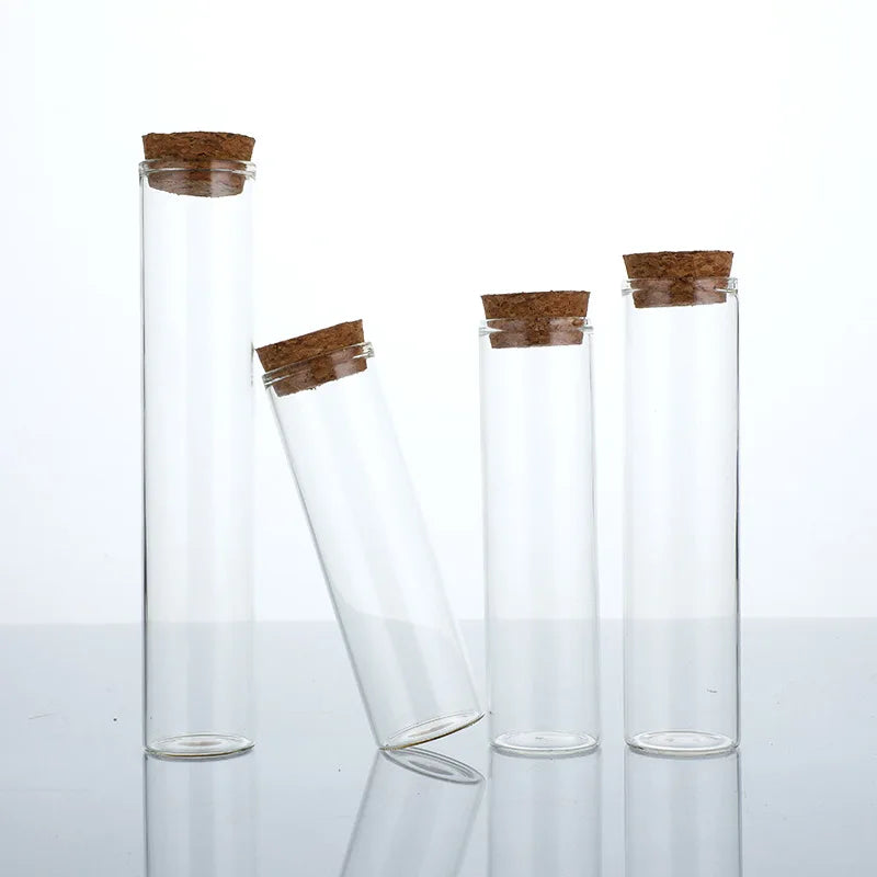 Empty Transparent Borosilicate 22mm Glass Tubes with Corks Wishing Bottle Spice Glass Test Tubes