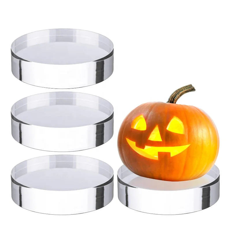 Edge Polished Custom Trophy Base Display Riser Acrylic Cylinder Stand Block for Cosmetics Collectibles