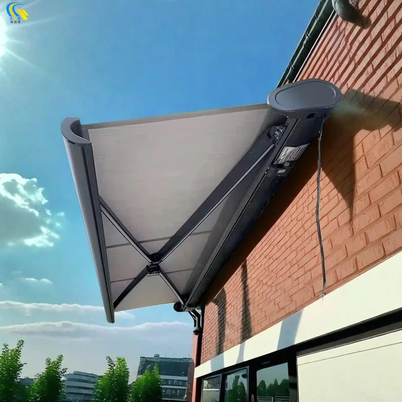 Balcony Folding Awning Modern Aluminum Alloy Electric Telescopic Full-frame Outdoor Awning Garden Courtyard