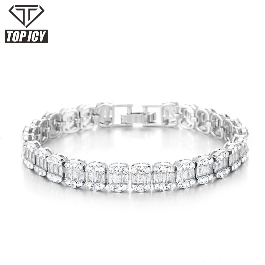 New Alloy Rhinestones Diamond Tennis Chain Men Women Hip Hop Jewelry Tennis Chain Bracelet Necklace