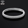 New Design 925 Sterling Silver Hip Hop Jewelry 7mm Twisted Shape VVS D Moissanite Bangle Bracelet for Men Gift Wedding