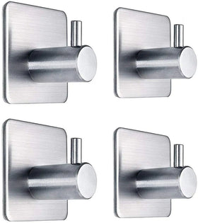 Heavy Duty Waterproof Stainless Steel Hanging Wall Hook Adhesive Coat Hat Towel Hanger Kitchen Bathroom Use Metal Clothing Rack
