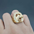 Hip Hop Titanium Stainless Steel Gold Plated Good Price Diamond Horse Head Men's Design Ring