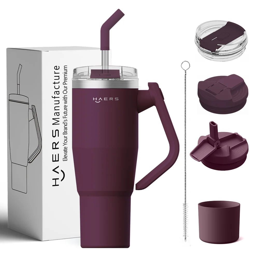 Leakproof Custom Tumbler 40oz Stainless Steel Vacuum Insulated Tumbler with Handle Travel Mug Eco-friendly Vacuum Insulated