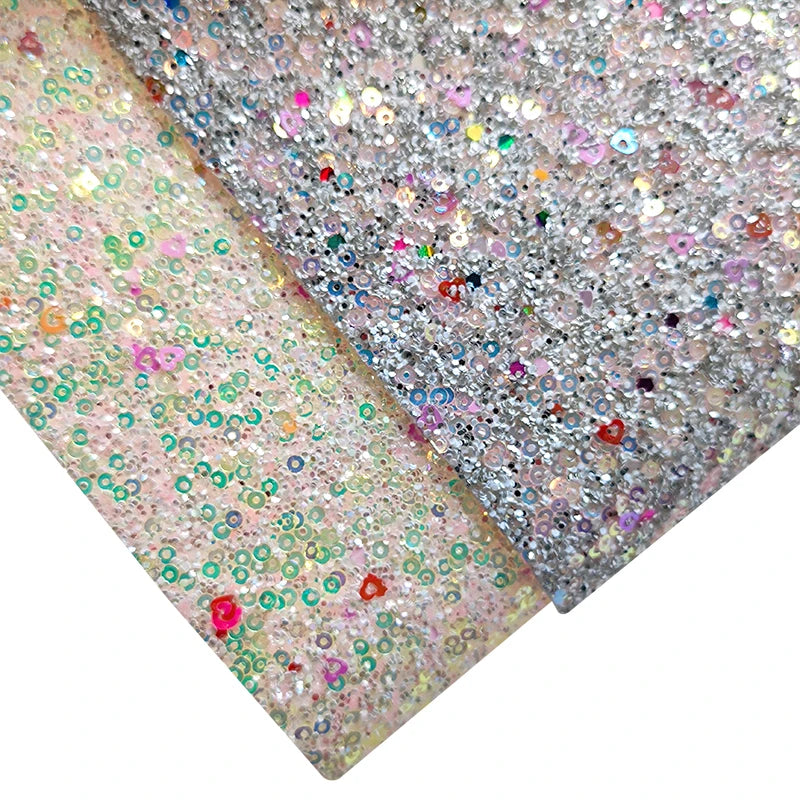 Small Circle Piece Decoration Shiny Multicolored Glitter Leather Fabric Twill Backing for Shoes Bags Bows and Crafts