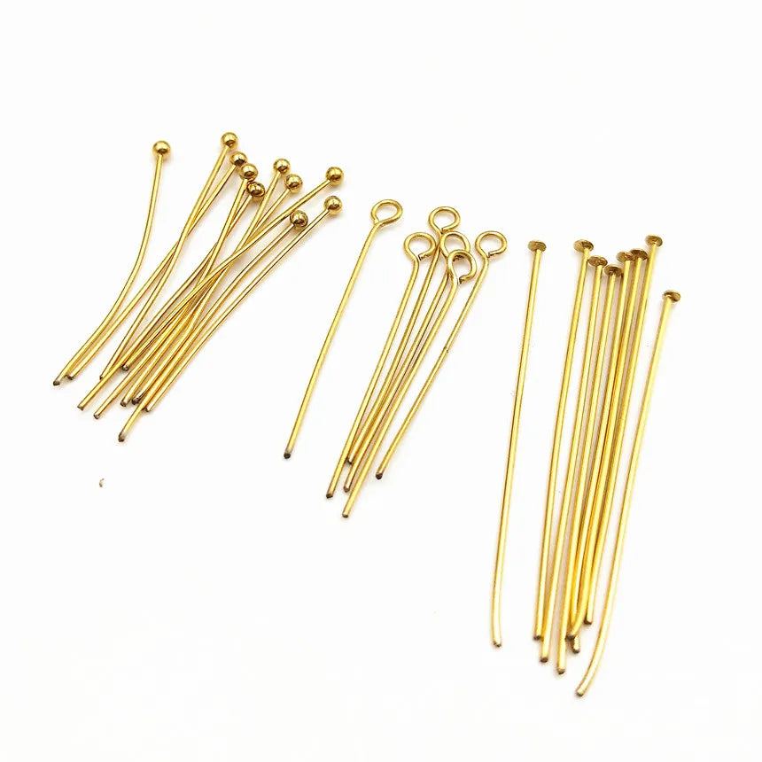 316L Waterproof PVD Stainless Steel Jewelry Pins Flat Head  Ball Head and Eye Pin Findings for DIY Jewelry Making Supplies