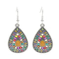 Bohemian Personality Sunflower Luxury Earrings Painting Oil Drop Shaped Jewelry Earrings Wholesale