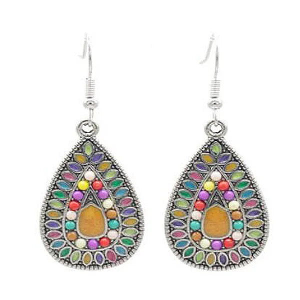 Bohemian Personality Sunflower Luxury Earrings Painting Oil Drop Shaped Jewelry Earrings Wholesale