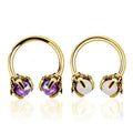 Evorte Children's Opal Amethyst Natural Stone Nose Ring 316L Stainless Steel Septum Segment Clicker Hoop Nose Ear Piercing