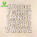 Crystal Patches White Pearl Letter Patches Handmade Rhinestone A-Z Alphabet 8cm Chenille Letter Patches Iron on for Clothing Hat