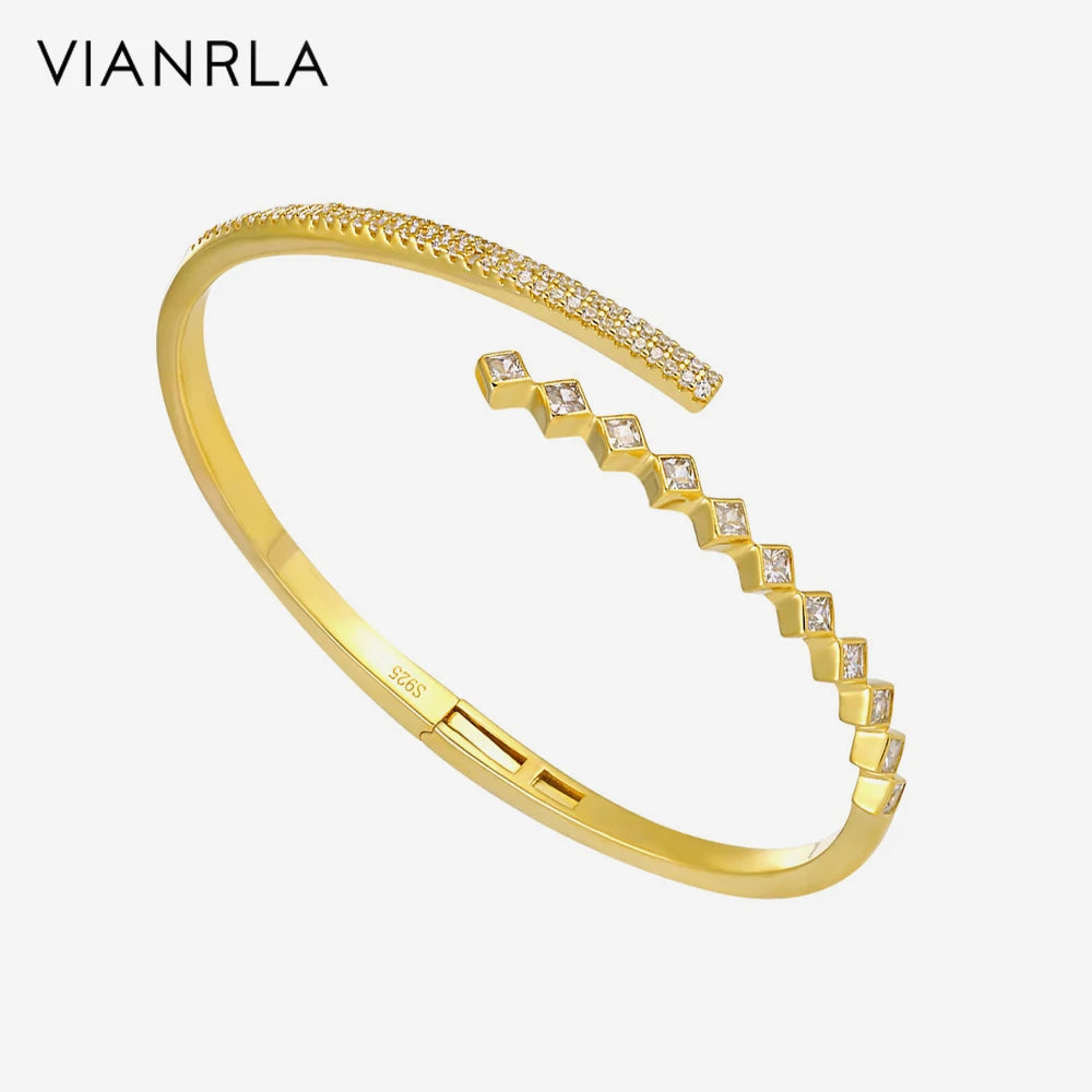 VIANRLA 18K Gold Plated Bracelet 925 Sterling Silver Zircon Jewelry for Girl Drop Shipping Free Laser Logo