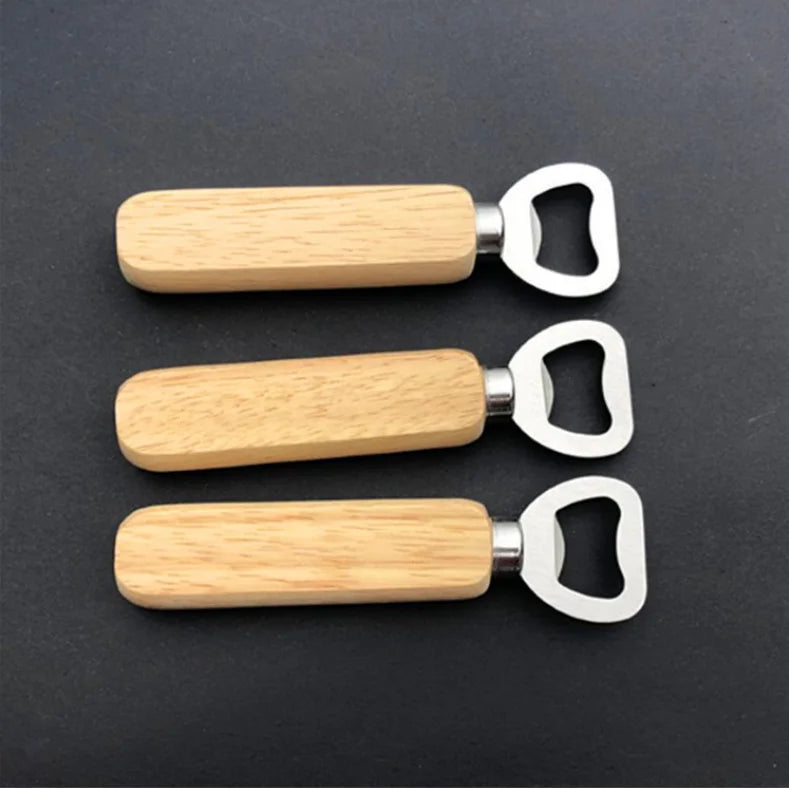 LEXDO WBO-8008 Wooden Beer Opener with Handle Stainless Steel Eco-Friendly