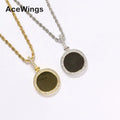 PP07  Small Size Photo Pendant with Rope Chain Brass Micro Pave with CZ Stones Necklace Jewelry