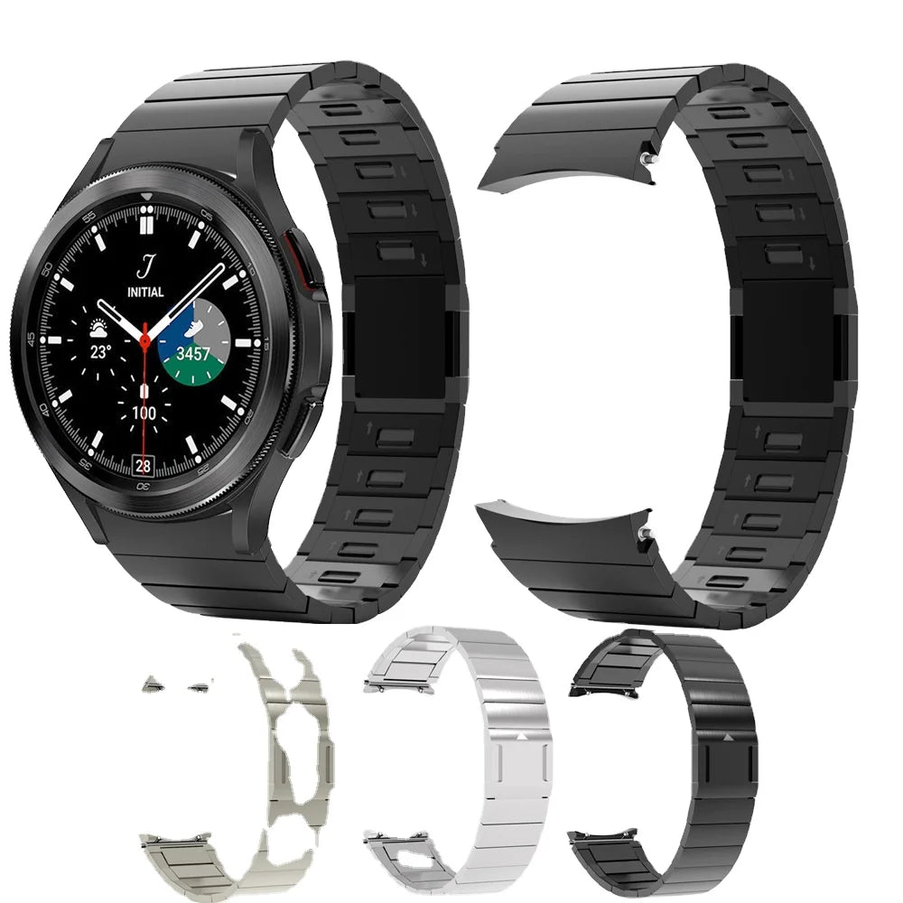 Stainless Steel Strap for Samsung for Galaxy Watch 6 Classic 43mm 47mm Wrist Band Curved End Magnetic Metal Bracelet No