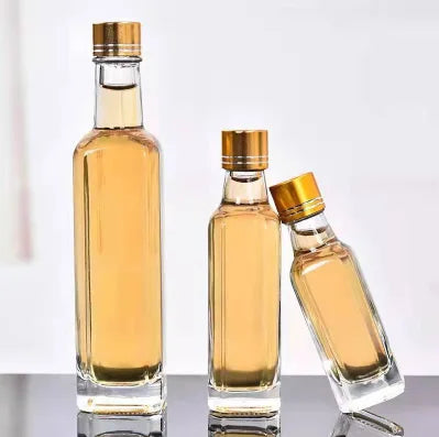 Clear 250ml Empty Square Marasca 250 ml Olive Oil Bottle Wholesale Glass Bottle for Edible Oil