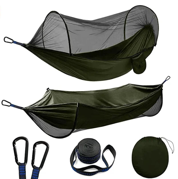 Woqi Easy to Set up Camping Hammock Stuff Adjustable Mosquito Net Hammock with Tree Straps