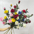 AF10516 Artificial Wedding Silk Rose Bouquet 5 Heads Pink Roses Easter Home Decorations Wall Versatile Floral Flower