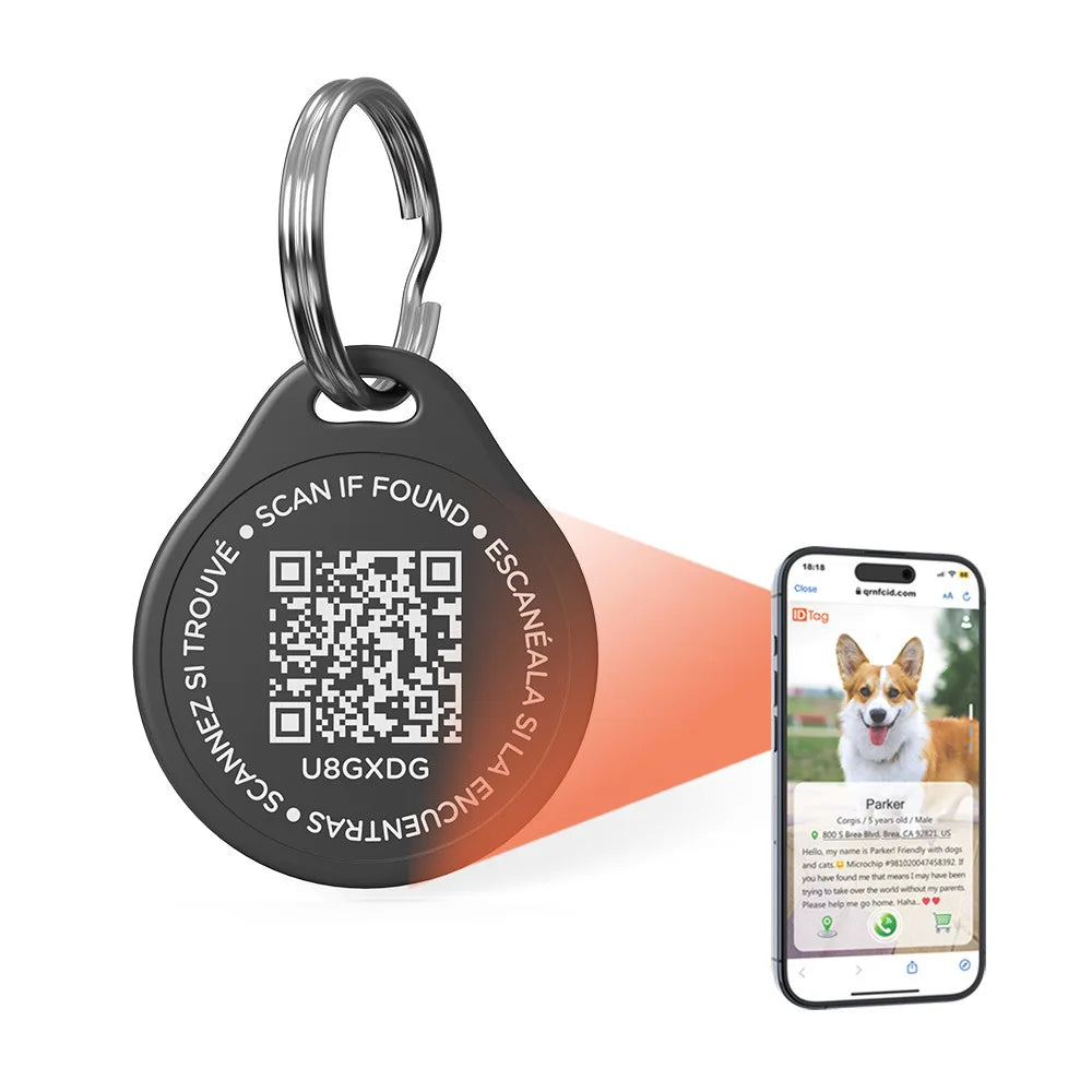 Custom Plastic Paw Print Design Pet ID Tag with QR Code Scannable Smart Tracking Anti-lost Dog Cat Tag