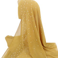 2022 Pearls Stones Chiffon Muslim Hijab Scarf Long Scarf Islamic Shawls Rhinestones Muslim Scarves Headscarf