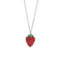 Trendy Simple Fashion Jewelry  925 Silver Full Diamond Strawberry Crystal  Pendant Necklace