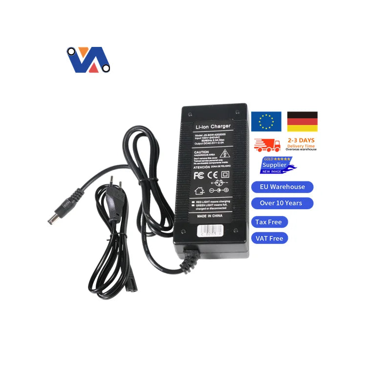 New Image Hot Selling 42V 2A Charger With DC 5.5 *2.1 CE for Kugoo S1/ G2 Pro/ Fiido E-bike Scooter Charger With EU Warehouse