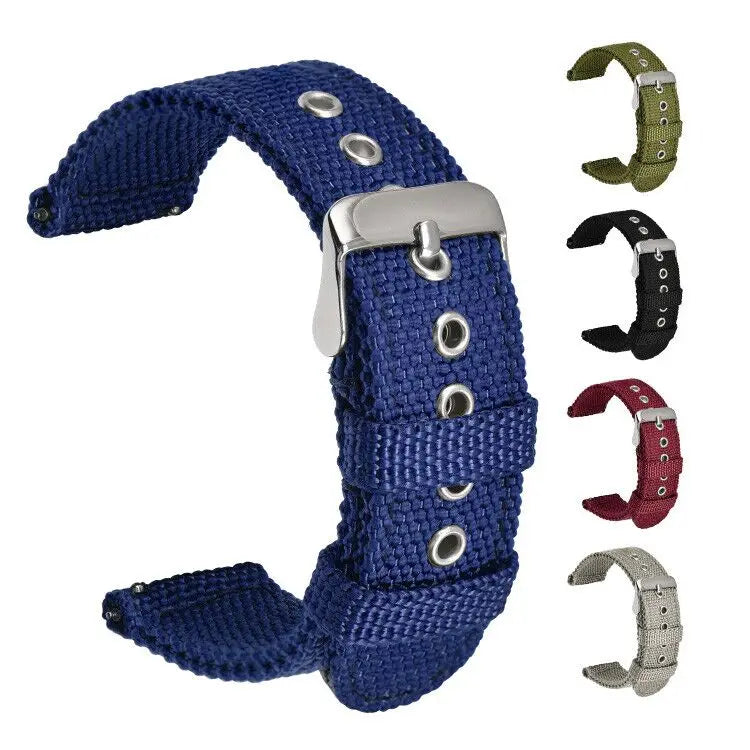 New Nylon Watchband 18mm 20mm 22mm 24mm Strap Stainless Steel Silver Buckle Change Band for Huawei GT Smart Watch Straps