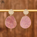 Elegant Natural Gemstone Slab Slice Earrings  Romantic Jewelry for Women  Fashion Gift