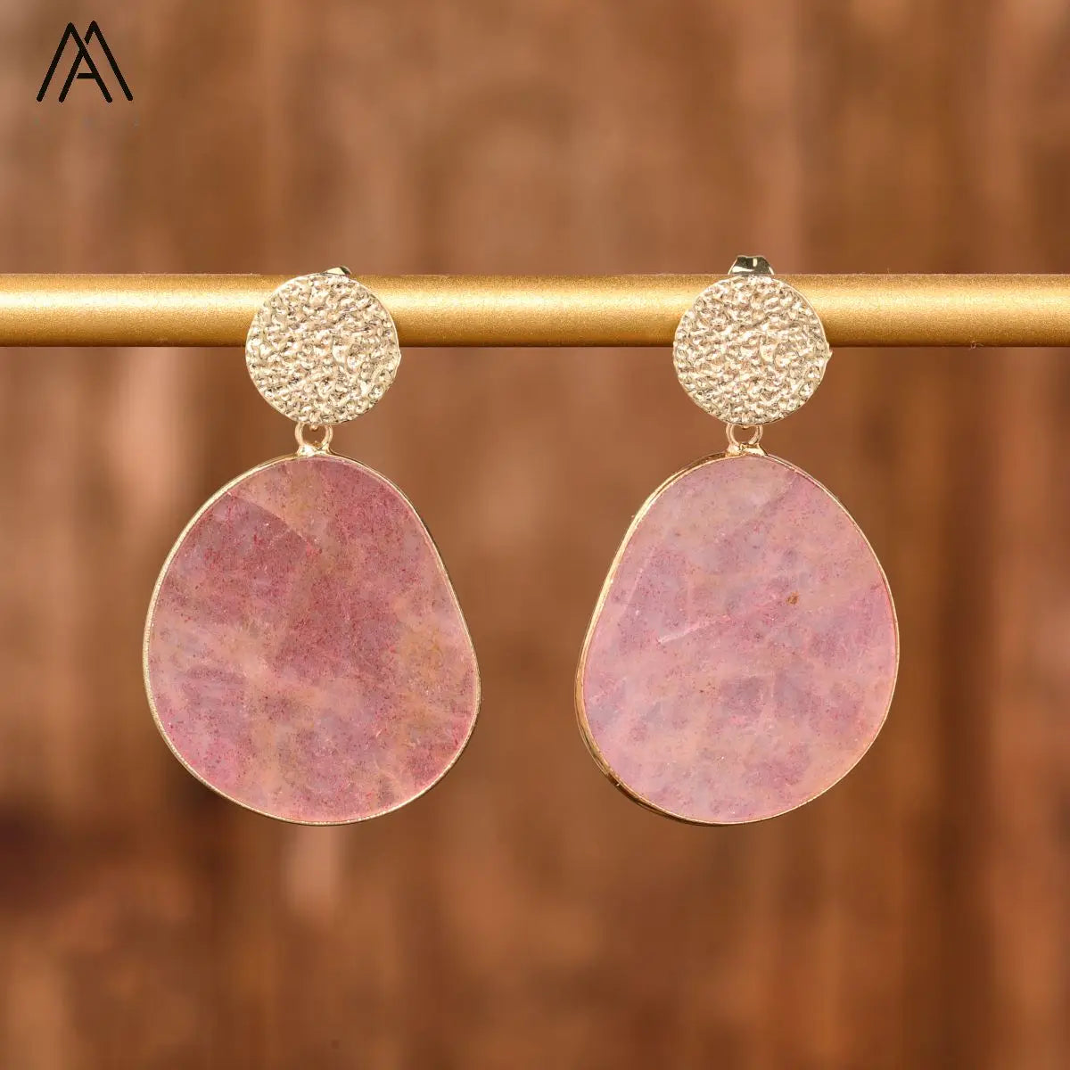 Elegant Natural Gemstone Slab Slice Earrings  Romantic Jewelry for Women  Fashion Gift