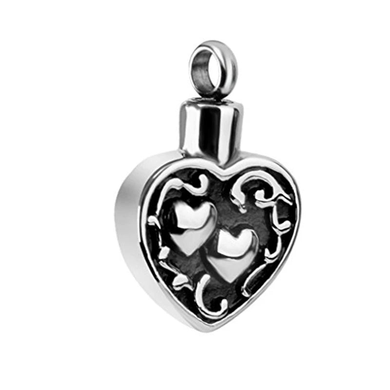 Religious Hearts Cremation Urn Necklace Memorial Pendant Stainless Steel Heart Keepsake Jewel Ash Holder Urn Jar Holder Locket