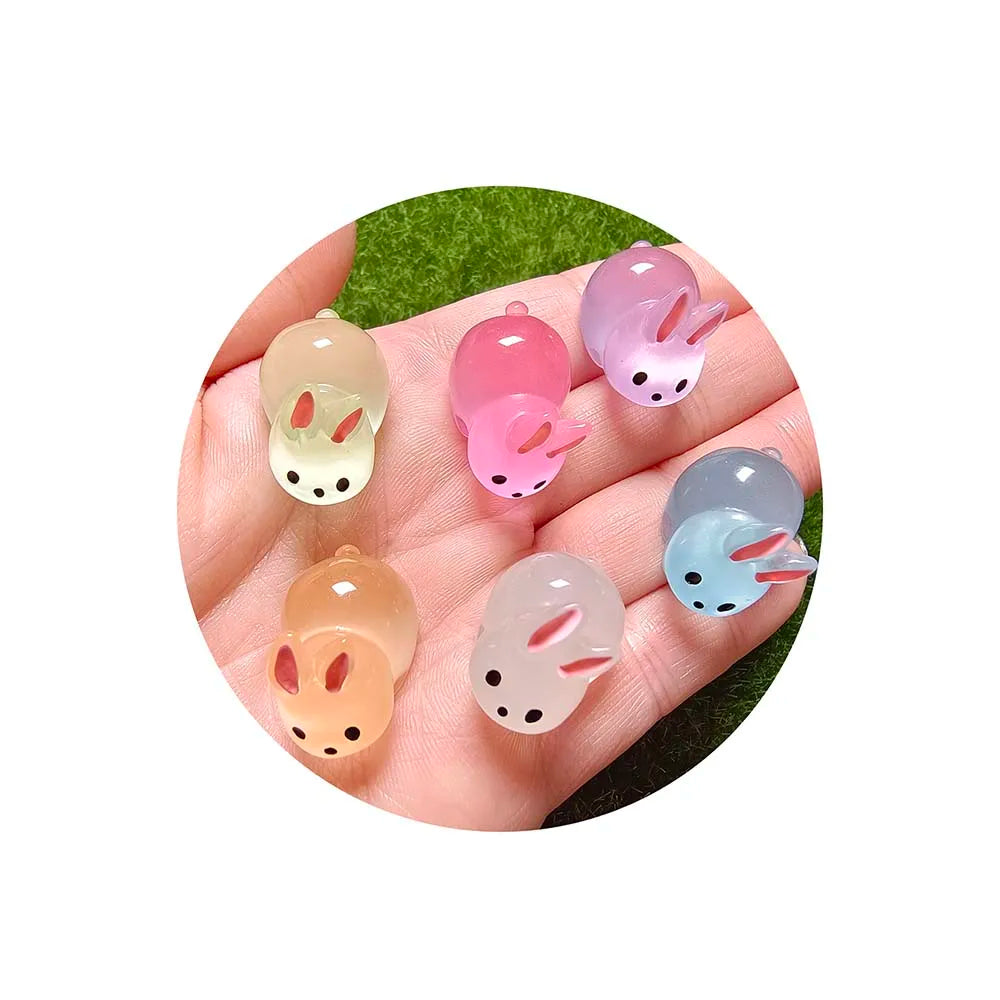 Luminous Figurine Miniature Resin Crafts Glow in Dark Little Rabbit Ornament for Fairy Garden Micro Landscape Accessories