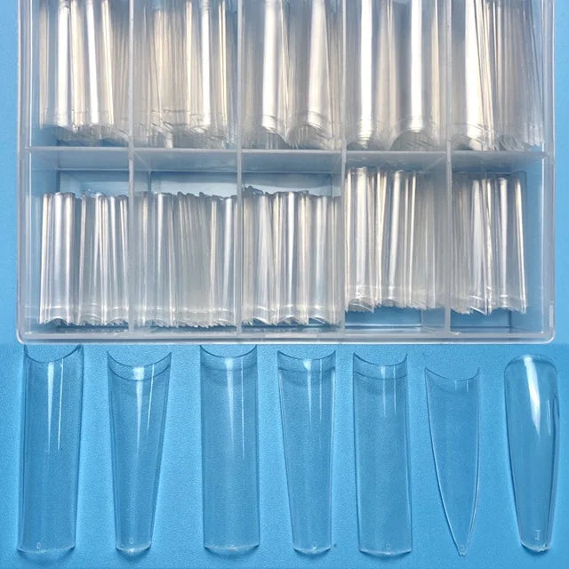 200 Pcs XXL Long Straight Square Shape Tips for Acrylic False Nail With Box Extra Long C Curve Half Cover Nail Tips